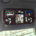 Skull Zippered Sun Visor Car Document Organizer with Adjustable Straps Car Visor Organizer with Pocket Storage and Picture Holder Easy Installation Universal Fit for Most Cars SUV