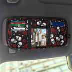 Skull Zippered Sun Visor Car Document Organizer with Adjustable Straps Car Visor Organizer with Pocket Storage and Picture Holder Easy Installation Universal Fit for Most Cars SUV