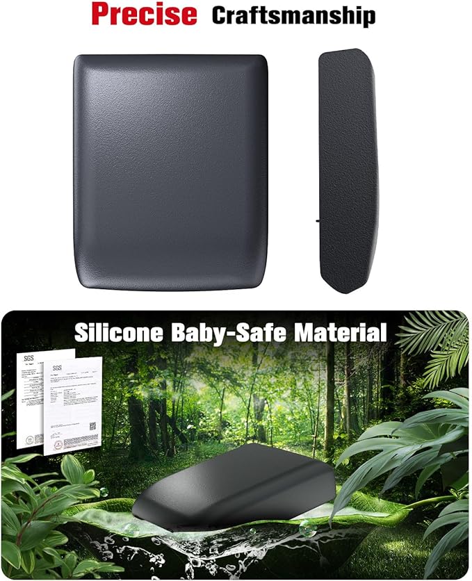 for 2024~2026 Toyota Tacoma (4th Gen Tacoma) 2-in-1 Silicone Center Console Armrest Cover& Armrest Hidden Privacy Tray - [OEM Design& Friendly Liquid Silicone Rubber] - Thin Black