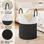 Artfeel Laundry Basket,Woven Cotton Rope Laundry Hamper,40L for Decorative Storage of Dirty Clothes,Toys and Blankets in Bath