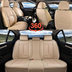 Coverado Car Seat Covers Full Set, Premium Nappa Leather Seat Covers for Car, Waterproof Car Seat Protector with Lumbar Suppo