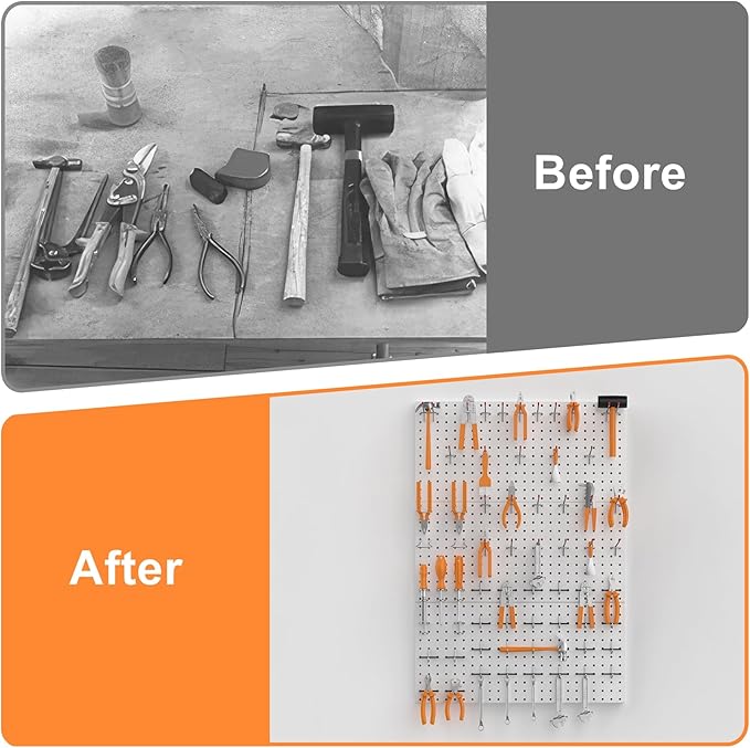 WALMANN 96 PCS Metal Pegboard with Pegboard Hooks, Garage Wall Tools Storage Pegboard for Garage, Workbench, Peg Boards, Tool