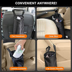 4 Pack Hanging Car Trash Bags, Washable Automotive Garbage Can for Back Seat with 4 Car Headrest Purse Hooks