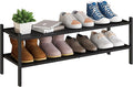 BMOSU 2-Tier Bamboo Extended Shoe Rack Premium Stackable Shoe Shelf Storage Organizer for Hallway Closet Living Room Entryway
