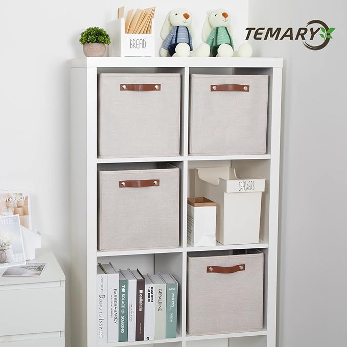 Temary Cube Storage Bins 12 Inch Storage Cubes 4PCs Fabric Organizer Bins Boxes with Handles, Sturdy Collapsible Closet Stora