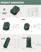 TRIPPED XL Compression Packing Cubes — 7-Piece Set for Checked Luggage | Extra-Large (15.7"×11"×4") + Large + Small + Tube + 