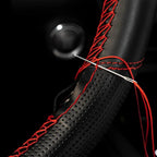 AUTOXBERT Sports Style Hand Sew Steering Wheel Cover Microfiber Leather Car Auto Steering Wheel Cover Stitch on Wrap for Cars
