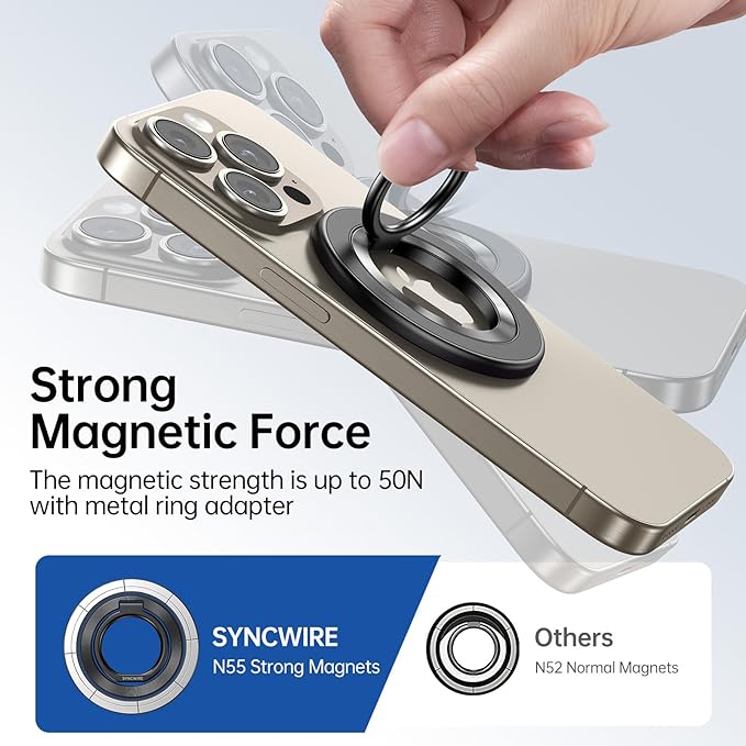 SYNCWIRE Magnetic Phone Ring Holder for MagSafe [2 Pack] - Magnet Cell Phone Grip Stand Finger Ring Kickstand Two-Sided Magnetic Compatible with iPhone 17 Pro Max 16 15 14 13 12 MagSafe Accessories