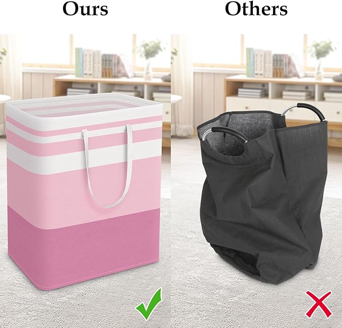 StorageRight Large Collapsible Laundry Basket Hamper with Easy Carry Handles，Freestanding Clothes Hampers for Laundry, Bedroo