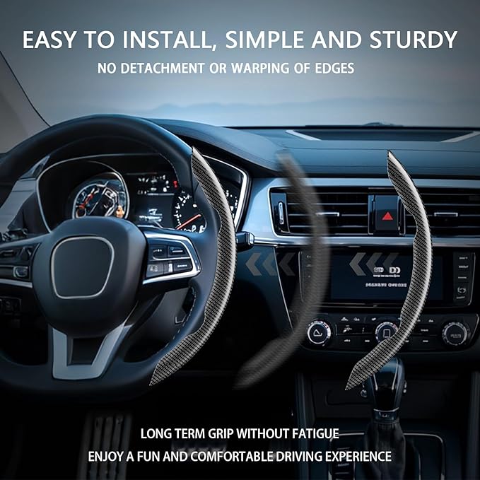 FOAN Steering Wheel Covers, 3PCs Carbon Fiber Anti-Skid Clip on Car Steering Wheel Cover Protector Universal for Most Car, Bl