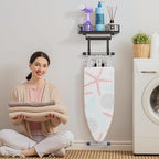 ORLESS Ironing Board Hanger Metal Wall Mount Iron and Ironing Board Holder, Laundry Room Decor and Storage with Large Storage