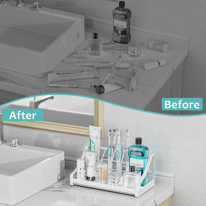 Toothbrush Holder Instant-Dry Organizer - Bathroom Countertop Organizer Kids Electric Toothbrush Toothpaste Holders - 7 Slots