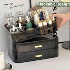 Makeup Organizer for Vanity, Large Desk Organizer with Stackable Drawer for Cosmetics, Skincare, Lipsticks, Palette, Nail Car