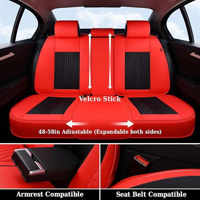 Coverado Car Seat Covers Full Set, 5 Seats Leather Seat Covers for Cars, Waterproof Front and Rear Car Seat Cushions Protecto