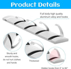2 Pack Wall Mounted Coat Rack, Foldable Floating Rack, Space Saving Hangers Hook Rail with 5 Retractable Hooks, Aluminum Mode