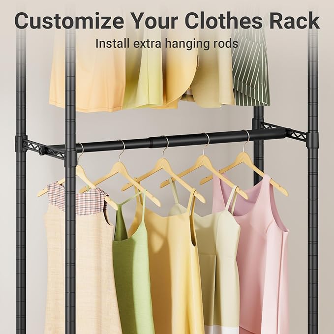 VIPEK Expandable Closet Rod with Hanger Rail Suitable for 24"-41" Wire Shelf Clothes Rack Adjustable Metal Heavy Duty Hanging