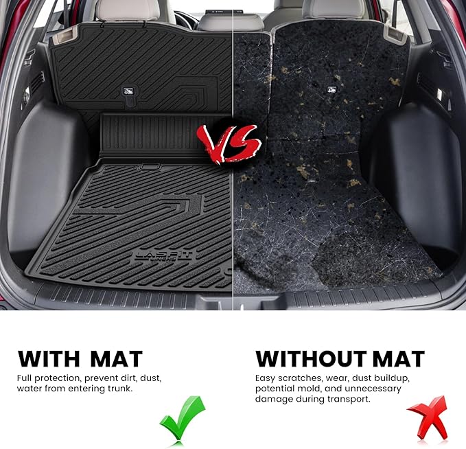 LASFIT Cargo Mat with Backrest Mat for Honda CR-V 2026 2025 2024 2023 (Gasoline & Hybrid & e:FCEV), All Weather Custom Fit TPE Trunk Mat Trunk Liner Cargo Liner with Seatback Mat (Upper Position)