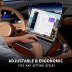 Car Tray & Car Desk for Laptop, 360° Rotating Wood Cup Holder Table, Steering Wheel Tray, Car Accessories for Women & Men,Compatible with Tesla Model Y/3/S, Ford F150/Explorer/Maverick & Most Vehicles