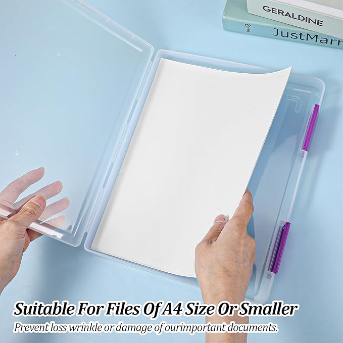6 Pcs Clear A4 File Box Document Plastic Storage Box Paper Plastic Case Board Game Storage Containers Magazine Protector File
