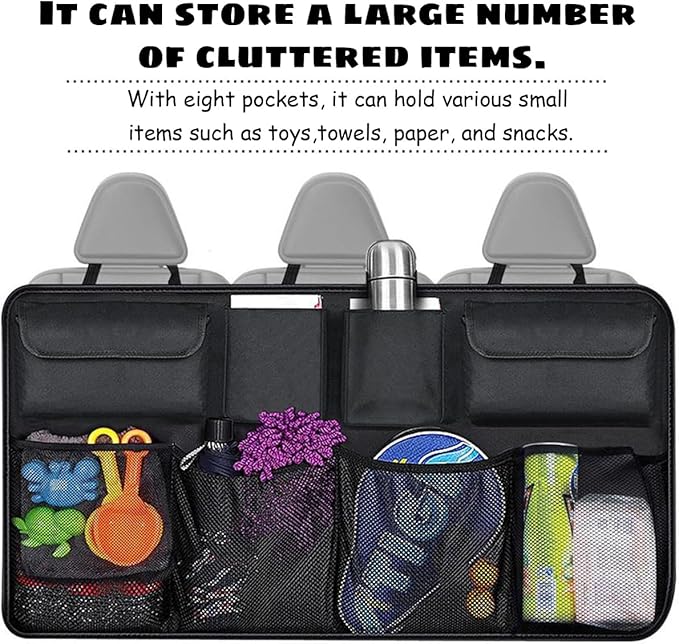 Car Trunk Organizer, Large Capacity 600D Oxford Cloth Vehicle Storage Bag with 8 Pocekt, Automotive Backseat Hanging Cargo