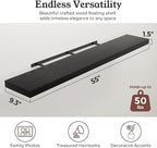 Floating Shelves for Wall, 9.3" Deep Wall Mounted Wood Shelves for Bathroom, Bedroom, Living Room, Kitchen, Hanging Shelf for