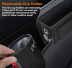 2 Pack Large Capacity Car Seat Gap Filler Organizer with Cup Holder PU Leather Automotive Consoles Storage Box in Between Truck Front Side Seats Catcher for Phone Auto Accessories Gifts for Women Men