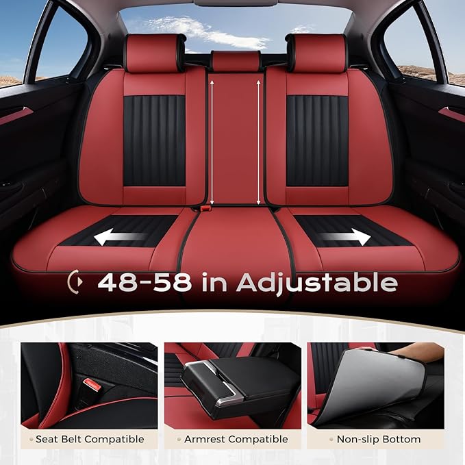 Coverado Car Seat Covers Full Set, Seat Covers for Cars, Car Seat Cover, Car Seat Protector, Leather Car Seat Cushion, Waterp
