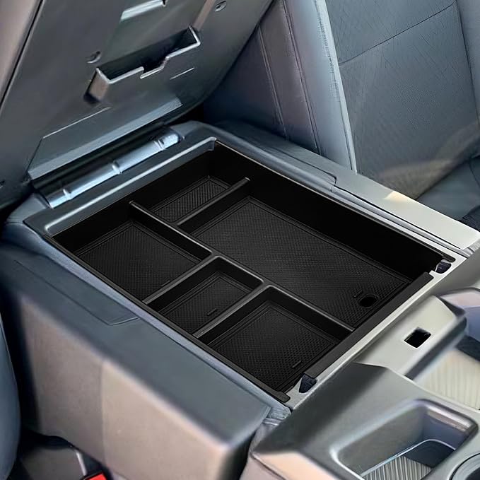 Center Console Organizer Compatible with 2019-2025 2026 Chevy Silverado/GMC Sierra 1500 & 2020-2026 Silverado/Sierra 2500HD 3500HD, Armrest Box Storage Tray (Split-Bench Folding Seat ONLY)