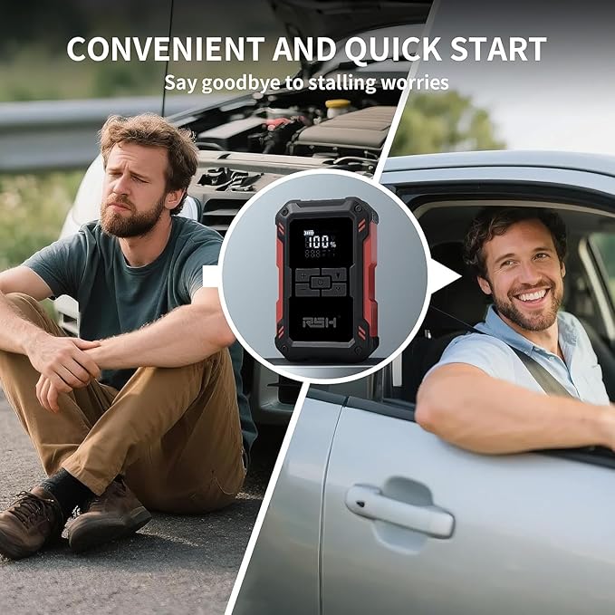 Car Jump Starter with Air Compressor 4000A Peak Battery Jump Starter 14.8V 150PSI Inflator Auto Booster 15000MA Jump Box (up
