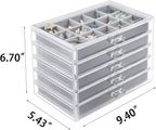 Watpot Acrylic Jewelry Box with 5 Drawers, Clear Earring Storage Organizer Display Case for Women Girls, Gray