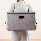 PRANDOM Large Collapsible Storage Containers with Lids [5-Pack] Linen Fabric Foldable Storage Bins Boxes Organizer Baskets Cu
