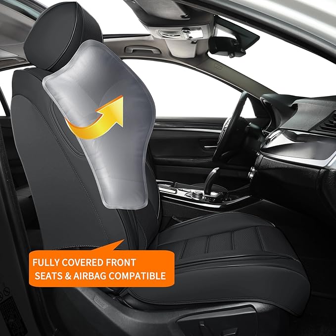 Car Seat Covers Full Set, 5Pcs Universal Leather Seat Covers for Cars, Waterproof Front and Rear Seat Covers Breathable Autom