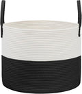 JMvicyroam 115L Extra Large Blanket Basket for Living Room - Woven Cotton Rope Laundry Hamper with Reinforced Handles - Stora