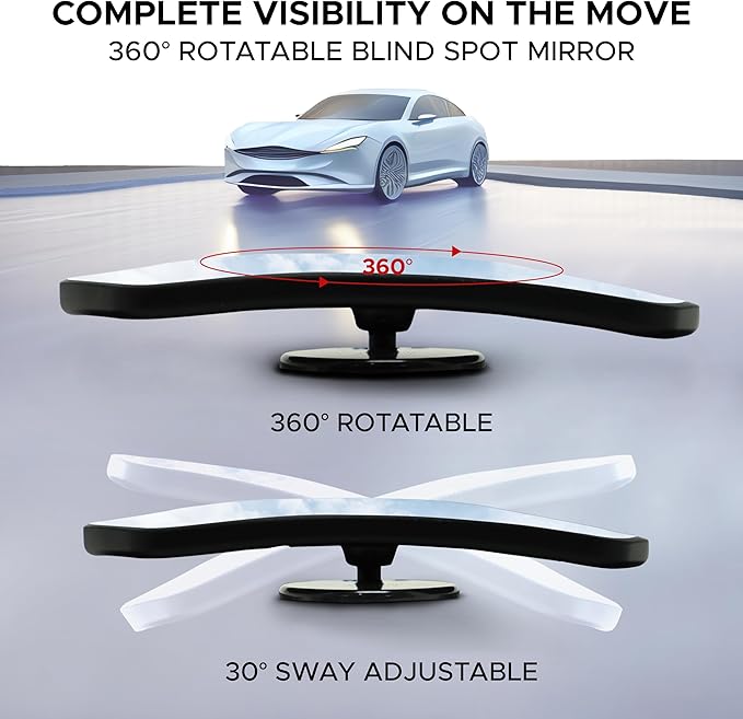 EcoNour Car Blind Spot Mirror (2 Pack) – 2" Rectangle HD Convex Rear View, Wide Angle Adjustable for SUVs & Trucks