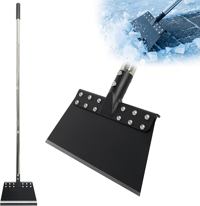 Ice Scraper for Driveway 65in Garden Flat Shovel Ice Chopper Heavy Duty Multi Weeding Shovel with 11in Spring Steel Blade Floor Scraper for Ice, Snow, Weed，Dirty, Moss, Driveway, Lawn Edging