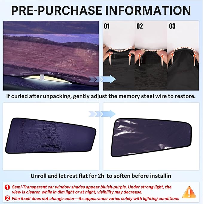 ZATOOTO Tesla Model 3 Car Window Shade for Baby, Bluish-Purple Static Cling Car Shades for Rear Window | Block Harsh Sunlight | UV Protection | Rear Window Sun Shade with Storage Bag | 2018-2025 |