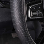 Car Pass Classical Leather Automotive Universal Steering Wheel Covers,Universal Fit for Suvs,Trucks,Sedans,Cars,Vans,14.5-15i
