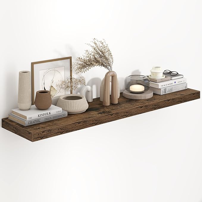 48"W x 9.3"D Floating Shelves for Wall, Wall Mounted Bathroom Shelves 1 Pack Deep Floating Shelf for Bedroom Kitchen Living R