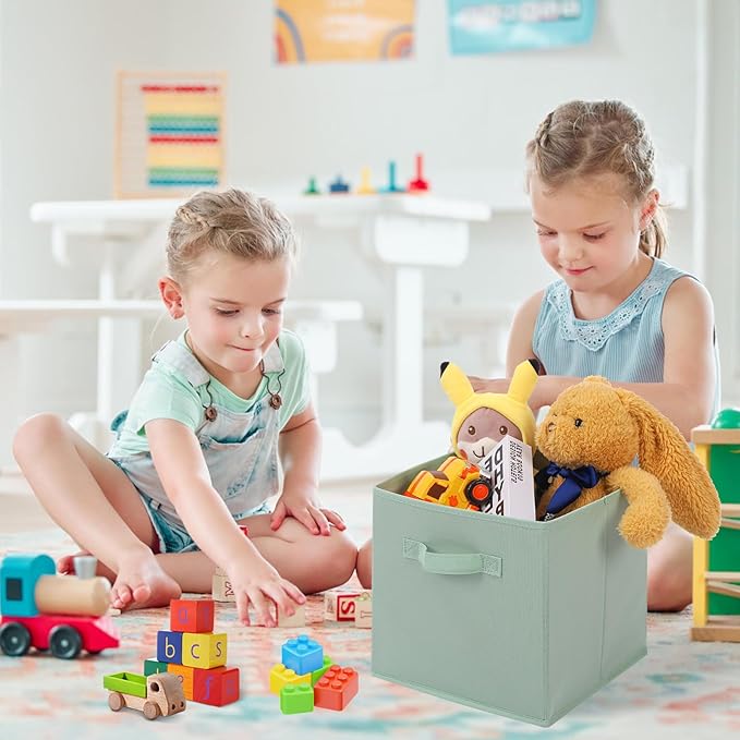 Stero Fabric Storage Bins 6 Pack Fun Colored Durable Storage Cubes with Fabric Handles Foldable Cube Baskets for Home, Kids R