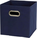 Household Essentials 81-1 Foldable Fabric Storage Bins | Set of 6 Cubby Cubes with Handles | Navy Blue, 6 lbs (Pack of 6)