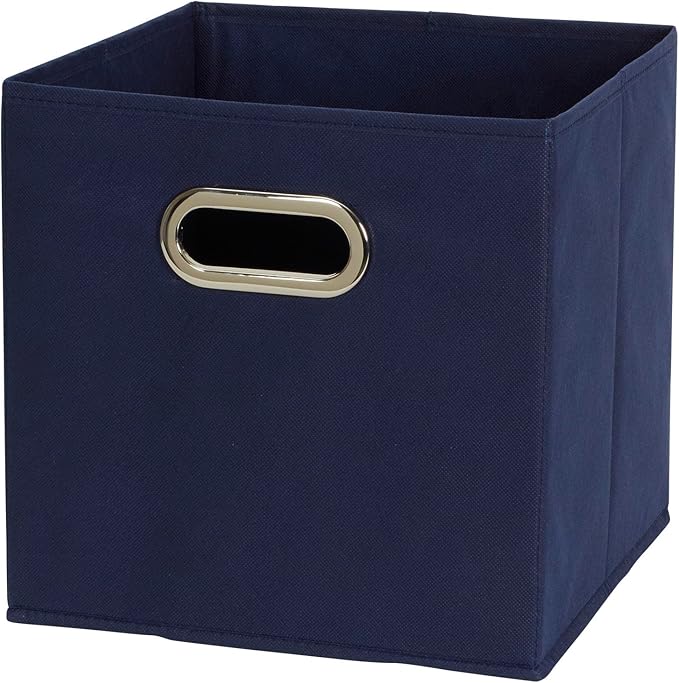 Household Essentials Fabric Storage Bins 6 Piece Set, Strong Poly-Woven Fabric, Sturdy Chipboard Sides, Grommet Front Handle,