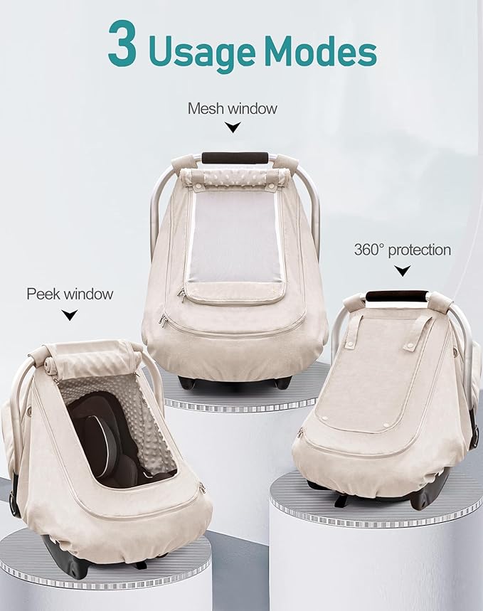 Waterproof Baby Car Seat Cover，YVMVDV Patented Cold Weather Carseat Cover for Babies,Infant Car Seat Cover Canopy for Boy Gir