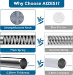 AIZESI Silver Tension Curtain Rod 18-36 inch, 1Pcs Adjustable, Stainless Steel, No Drilling, Non-Slip, Wide Use, Easy Install