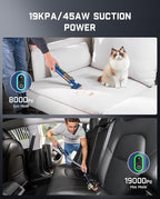 Fanttik Slim V8 APEX Car Vacuum, 4-in-1 Portable Mini Cordless Vacuum with 19000pa Suction Power, Type-C Charge, 2 Suction Mo