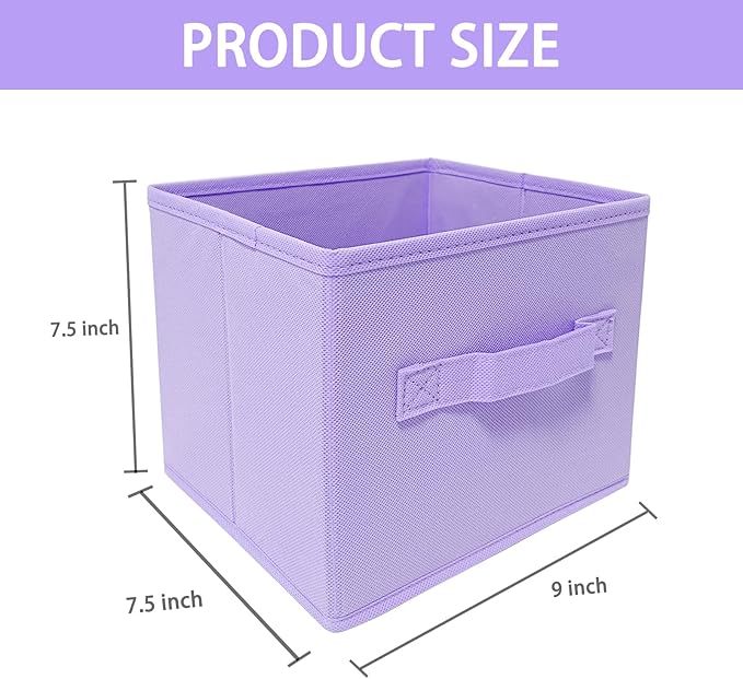 EBIGIC purple storage bins [6 Pack] 9.0"x7.5"x7.5",Mini Storage Box Fabirc Foldable Closet Toy Organizer Collapsible Cloth