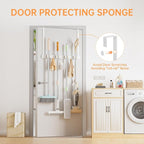 Broom Holder Over The Door - 304 Stainless Steel Mop and Broom Holder Wall Mounted or Hanging Over The Door with Hooks - Broo