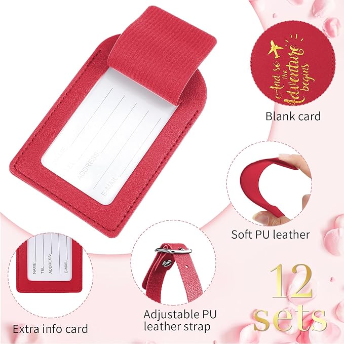 Amylove Bulk Luggage Tags Wedding Favors Adventure Begins Luggage Tags for Guests Travel Tag for Suitcase Bridal Gift 24 Pack