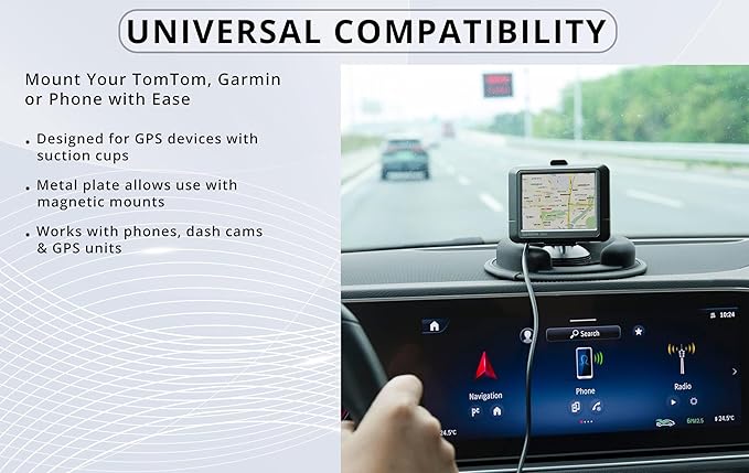 – Car Dashboard Mount | Soft Nylon, Metal Round Mount Dashboard | Weighted Sandbag Base with Magnetic Mount Option | Ideal for Phone Holders, Dash Cams, Cars, Trucks & Rvs | Black - 1 lb