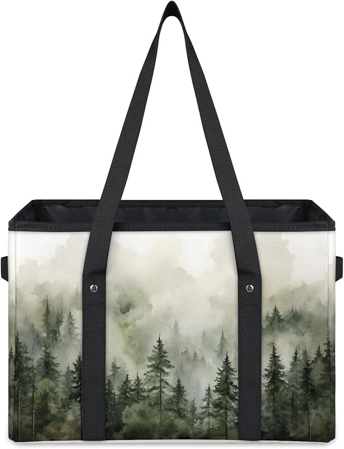 Reusable Grocery Bags Heavy Duty Shopping Bags Foldable Large Tote Bags with Long Handles & Hard Bottom