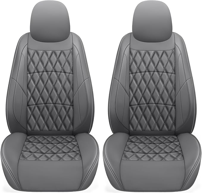 NS YOLO Leather Car Seat Covers,Universal Fit for Most Cars,SUVs and Sedans,Waterproof Luxury Leatherette Cushions, 2 Seats P